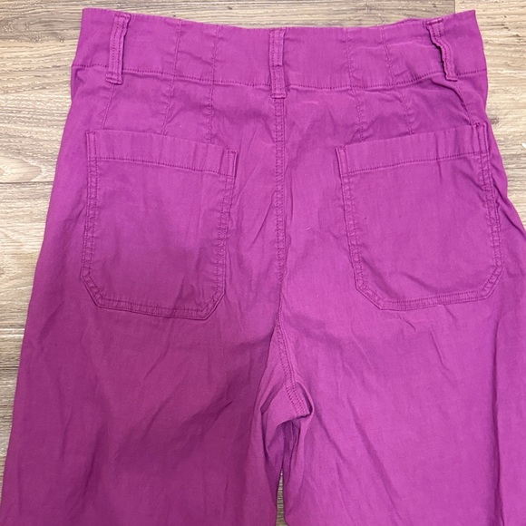 Anthropologie Maeve The Colette Pant Linen Wide Leg Trouser Purple Ankle Sz: 31 - Picture 6 of 10